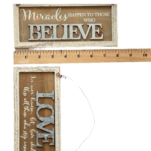 Wood Believe & Love Ornament with Galvanized Metal
Set of 2 (8”x3.5”) - Picture 2 of 2